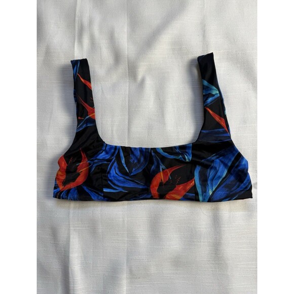 LOUISA BALLOU Scoop Bikini Top In Blue Multi Sz Small New - Picture 3 of 6